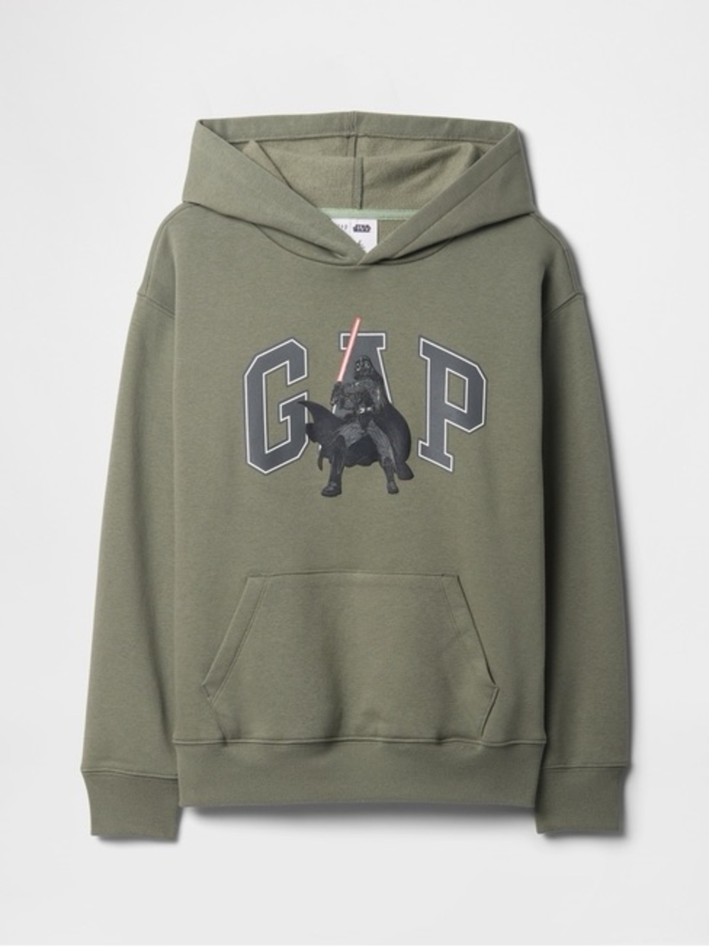 GAP Star Wars Olive Green Kids Hoodie with Graphic Lightsaber Motif